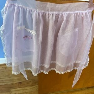 Vintage Sheer Lavender Reversible Apron with Lace Trim